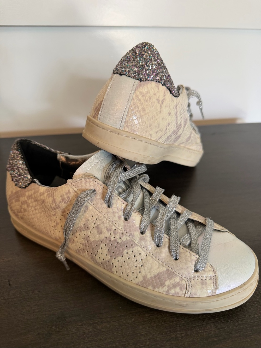 P448 John Sunset Glitter Heel Snake-Print Women’s Sneaker